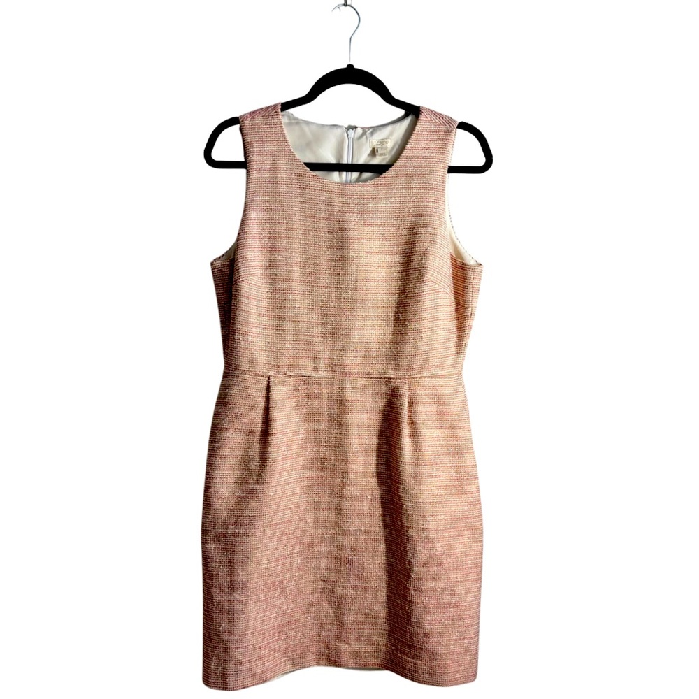 J. Crew Herringbone Tweed Sleveless Sheath Short Work Dress Size 10